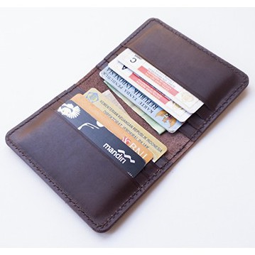 Dompet Kartu Kulit Asli Model Lipat 8 Slot Kartu - Card Wallet Coklat