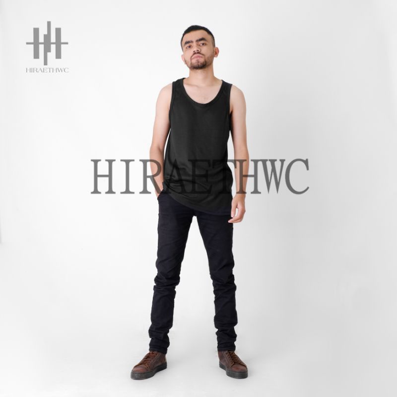 Hiraethwc:Singlet Polos Singlet Hitam Katun Tanktop Pria Wanita Keren Murah Terbaik