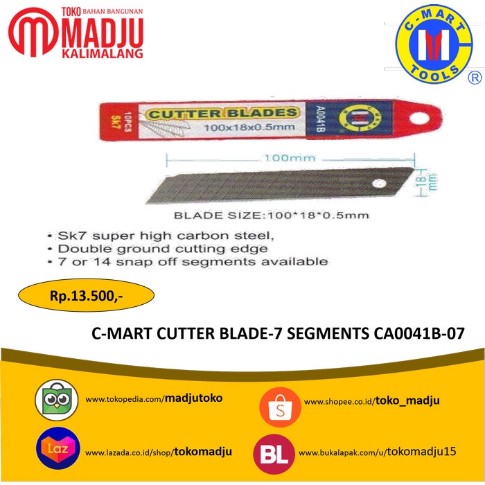 

Murah C-Mart Cutter Blade-7 Segments Ca0041B-07 Isi Ulang Cutter Diskon