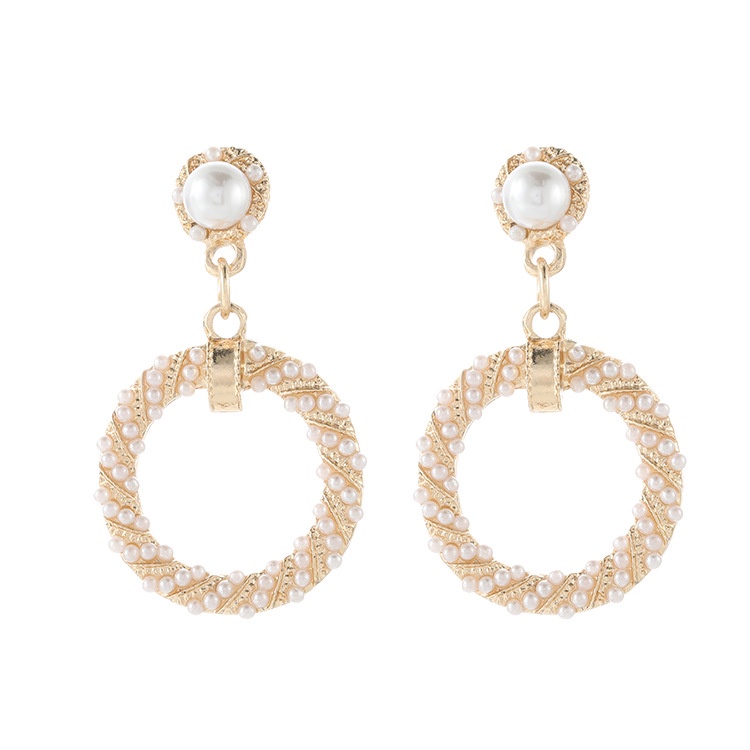 925 jarum perak Korea fashion pearl anting-anting anting-anting niche temperamen all-match lingkaran