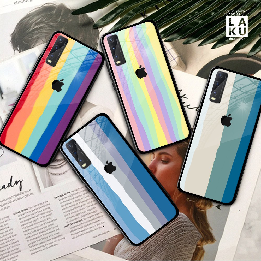 Softcase Glass Logo Iphone Rainbow [SF150] Case Vivo Y20 Y20S Y12S Y12i Y30 Y50 Y15 Y12 Y17 Y30i V20