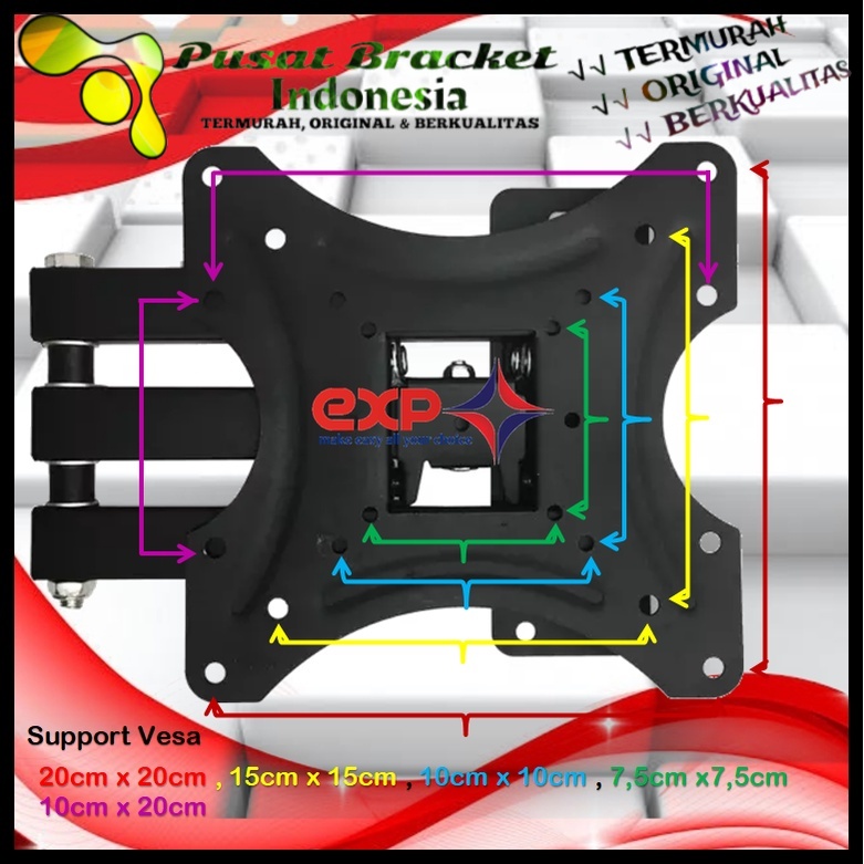 Bracket TV PANASONIC 14 s/d 43 inch 6 ARAH FULL BESI SUPER KOKOH GARANSI 100% ORI