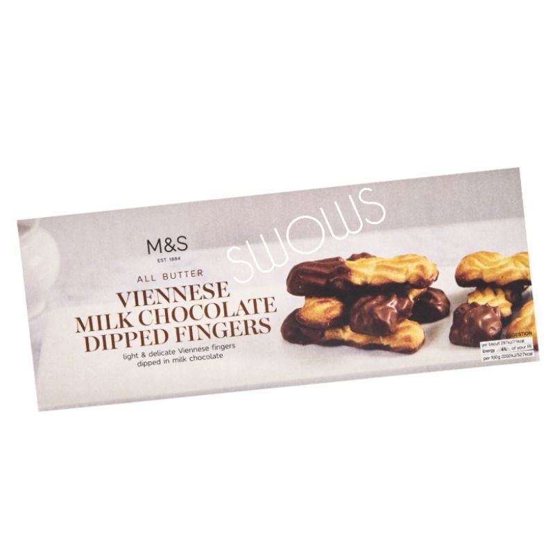 M&S MARK MARKS & AND SPENCER VIENNESE MILK CHOCOLATE DIPPED FINGERS FINGER BISCUIT BISKUIT COOKIES C