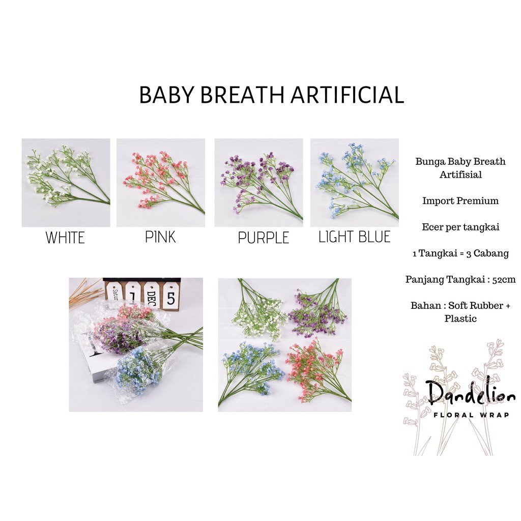 BABY BREATH BUNGA ARTIFICIAL GYPSOPHILA BUNGA PLASTIK DEKORASI HAND BOUQUET PREMIUM BUNGA HIAS
