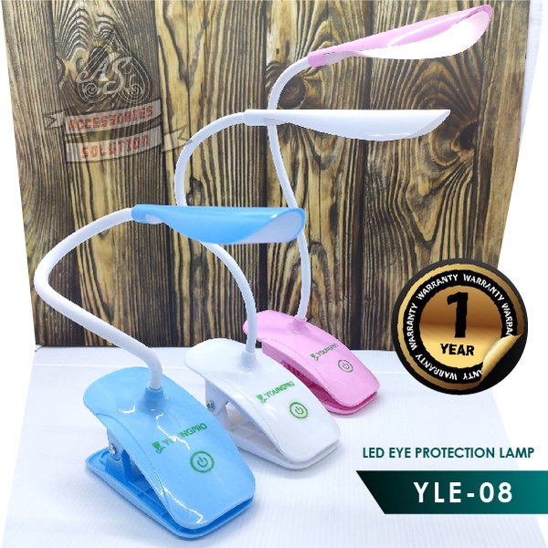 YOUNGPRO YLE-08 - Lampu Jepit Meja Belajar 14 LED Lampu Baca Portable Murah untuk Penerangan saat Zoom Meeting WFH Kado Unik