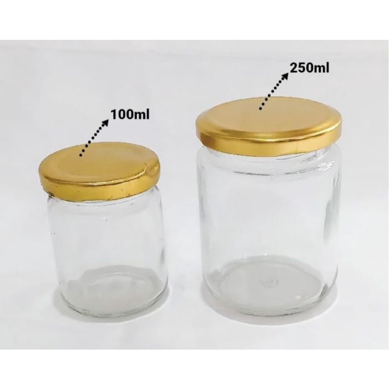 100ml  Botol Kaca 100ml silinder + Tutup Gold / Botol jar kaca 100ml + tutup gold BARU / NEW / botol birdnest walet