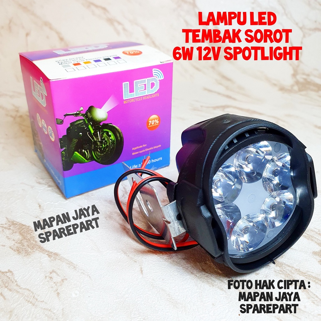 LAMPU TEMBAK SOROT LED SPION MOTOR CREE 6 MATA 6W 12V SPOTLIGHT