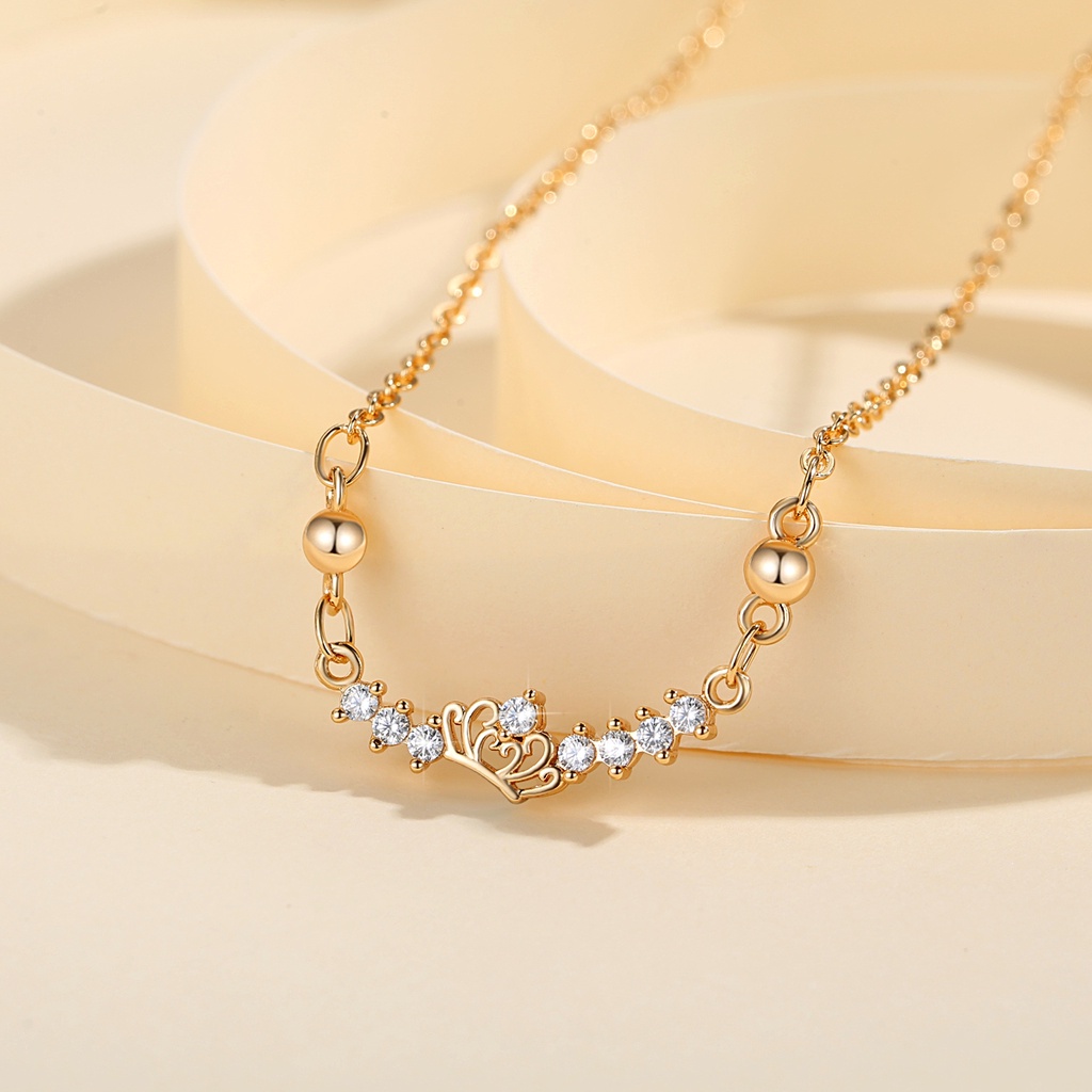 Y590 【COD】 Kalung Crown/Mahkota Liontin Wanita Terbaru Kalung Rantai Lontin Aksesoris Wanita Anti Luntur