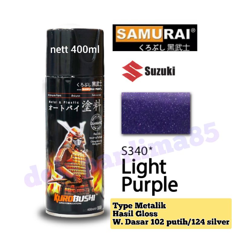 Samurai Paint S340 Light Purple/ungu tua metalik/cat semprot/pylox/pilok