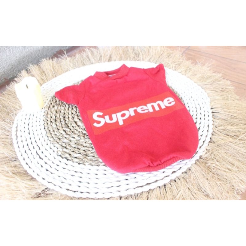 Baju kucing kaos sablon supreme merah untuk kucing atau anjing size S-XL
