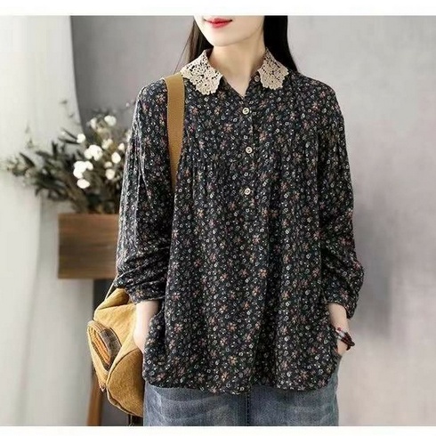 HOPYLOVY - Atasan Kemeja Blouse Wanita Motif Bunga Dannia Korean Style