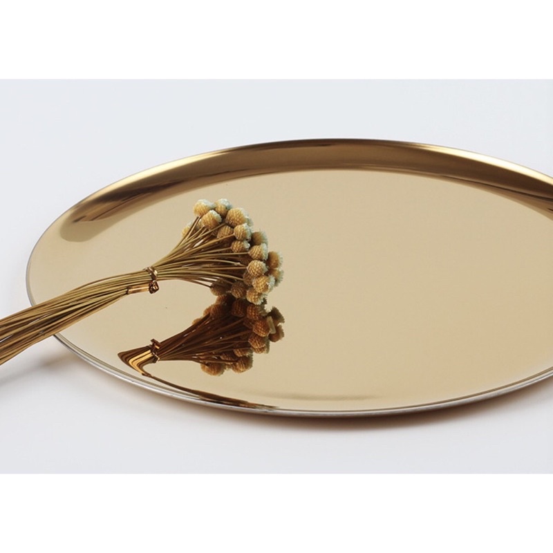 Round Gold tray /Piring Sultan Nampan Bulat Emas Silver Tray Accessories Tatakan Piring Metal /Tempat Gelas / Tempat Dessert