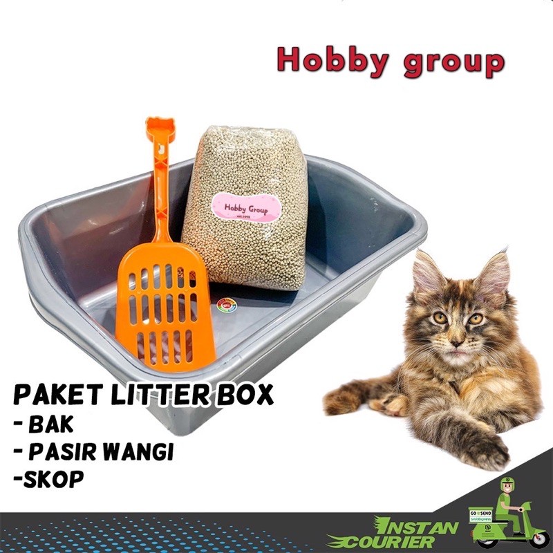 Paket bak pasir kucing cat litter box liter Toilet pet pup poop pasir repack repak serokan kotoran