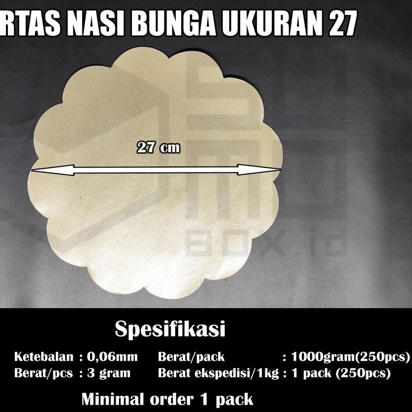 

SALE!! (grn-713) Kertas nasi bunga ukuran 27x27 isi 250lembar Kertas coklat kembang bulat alas pirin