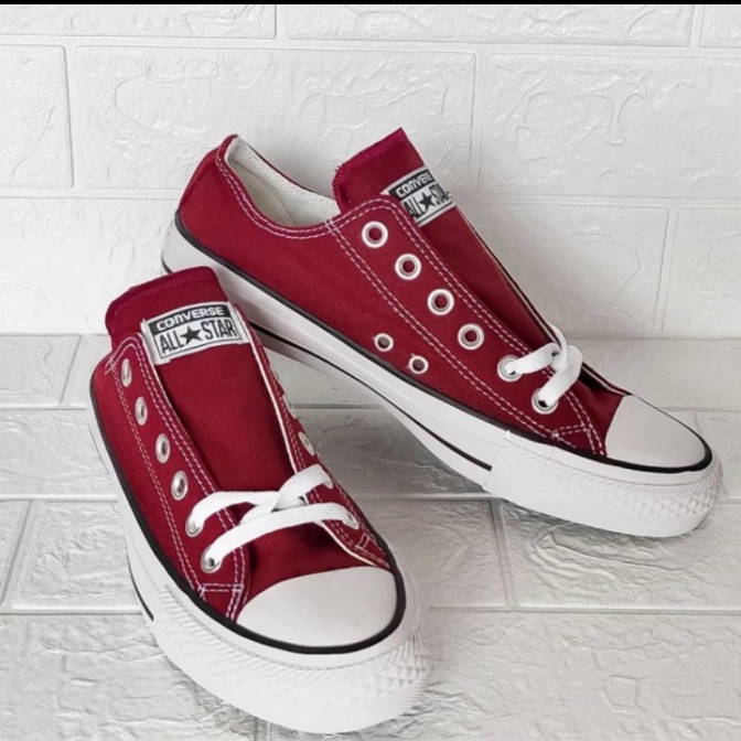 NEW TERLARIS CONVERSE_SEPATU ALL STAR MERAH MAROON GOOD QUALITY KANVAS WHITE STYLE AMERICA