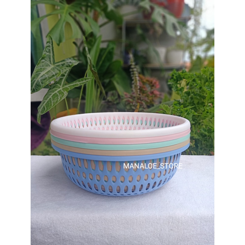 KERANJANG BUAH, KERANJANG BULAT PLASTIK, KERANJANG SERBAGUNA, KERANJANG WARNA-WARNI