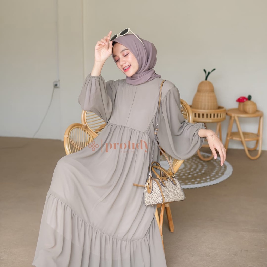 Kinan Dress / Dress Kekinian / Dress Simple / Dress Polos / Gamis Terbaru / Gamis Busui / Fashion Wanita