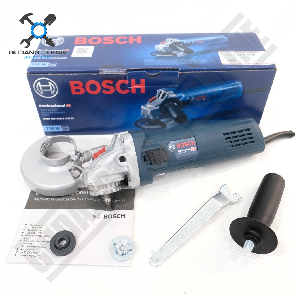 Mesin Gerinda Tangan 4&quot; BOSCH GWS750-100 / Mesin Gerinda Gurinda Grinda Tangan 4 Inch GWS 750 100 BOSCH