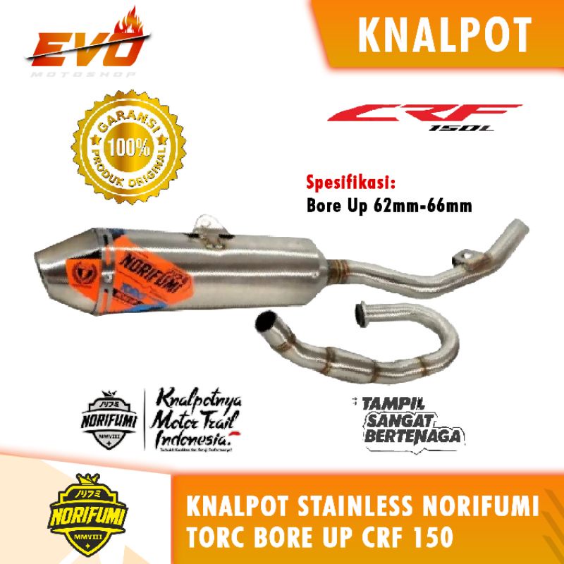 KNALPOT CRF 150 STAINLESE TORC BORE UP NORIFUMI