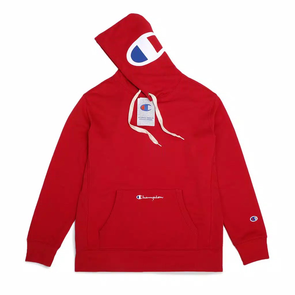 Hoodie Champion Reverse Weave Print Pullover Red