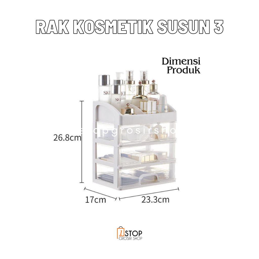 Rak Kosmetik Organizer Multifungsi Laci Susun Rak Make up Mini Storage Box