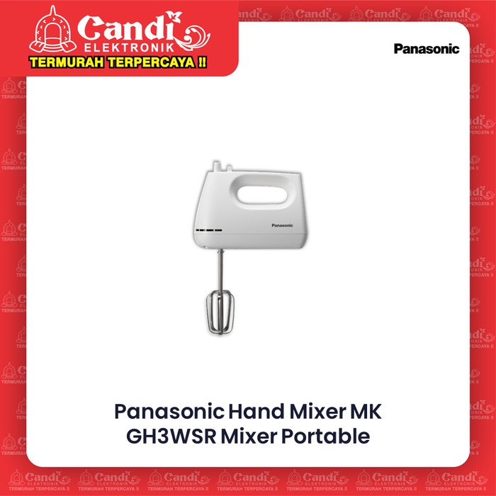 Panasonic MK-GH3 Hand Mixer Putih 1.5 Liter, 2 Kecepatan, Baja Tahan Karat