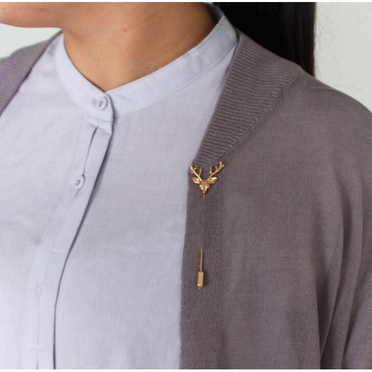 ⭐TasUnik88⭐A041 Bros Pin Bentuk Rusa Warna Silver Gaya Punk Antik untuk Pria / Wanita Import Murah-3