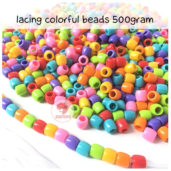 Zoetoys Lacing Colorful Beads 500gram | Mainan anak | Edutoys | Belajar Meronce Ronce Manik