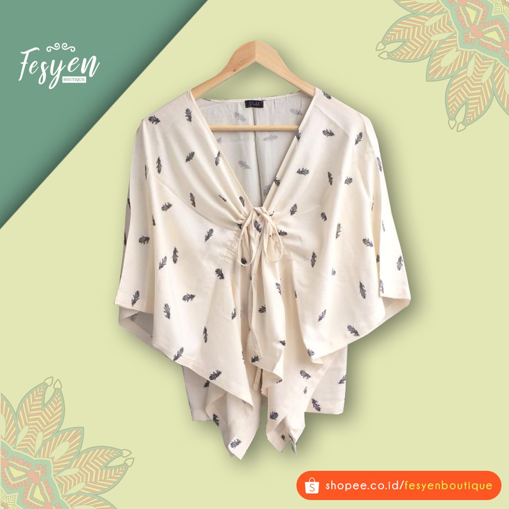 Outer Cewek Motif Bunga Warna Putih Tulang