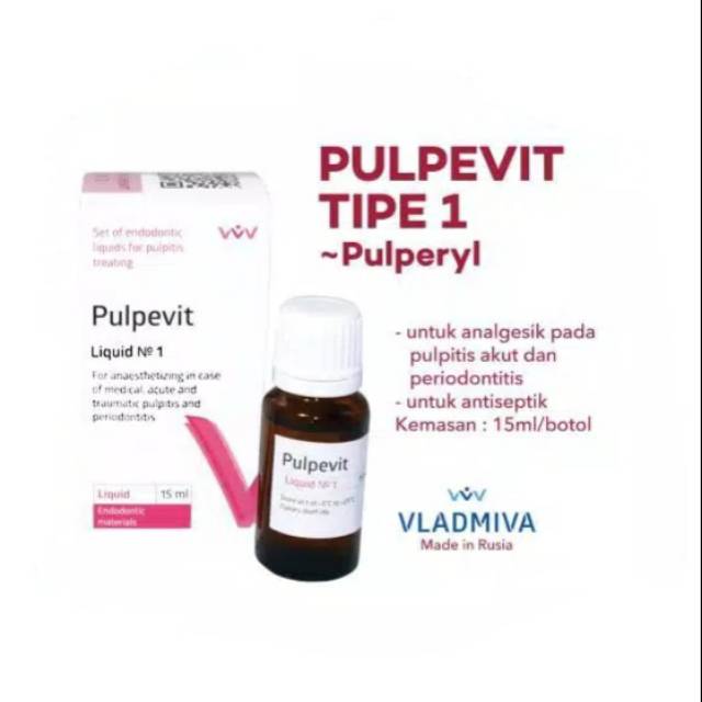 Pulpevit tipe 1 pulperyl pulperil medikamen endodontic / obat saraf gigi endo