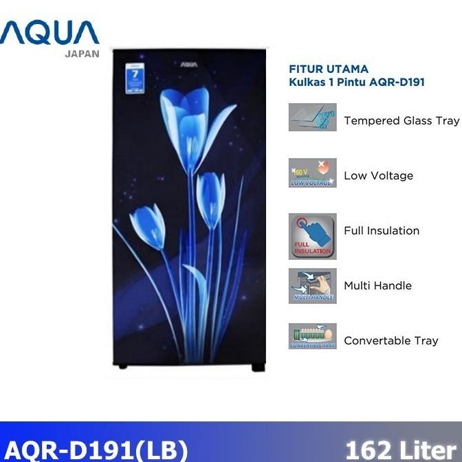 AQUA KULKAS 1 PINTU BIRU MOTIF BUNGA 162 LITER AQR-D191(LS) HEMAT2114