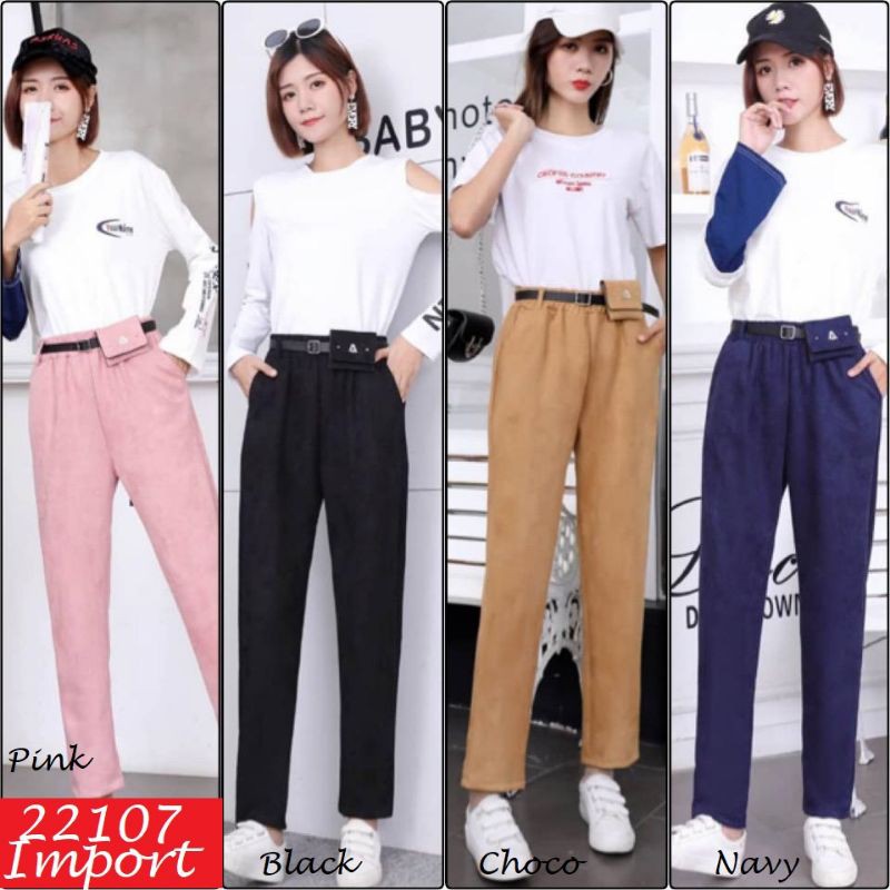 DDC22107 K315 - Pants (Import) Bahan Suede Premium