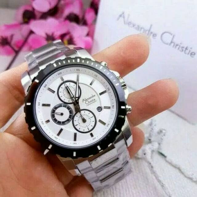 jam tangan alexandre christie ac6141 man silver putih 6141