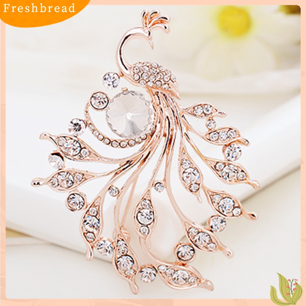 [ TERLARIS]Women Peacock Shape Rhinestone Inlaid Brooch Pin Breastpin Collar Hat Jewelry