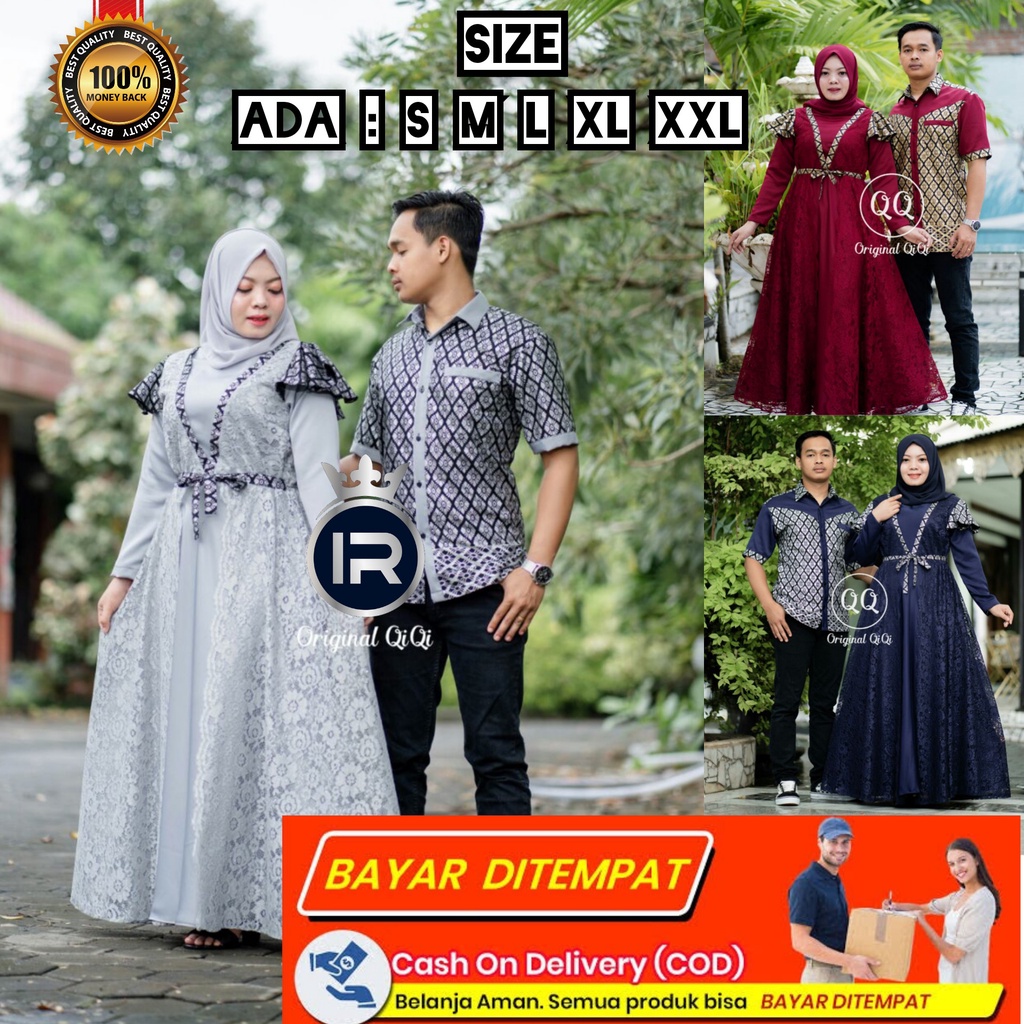 BAJU BATIK PRADA COUPLE GAMIS BRUKAT SERAGAMAN HEM FASHION MUSLIM PAKAIAN PEREMPUAN PASANGAN SARIMBI