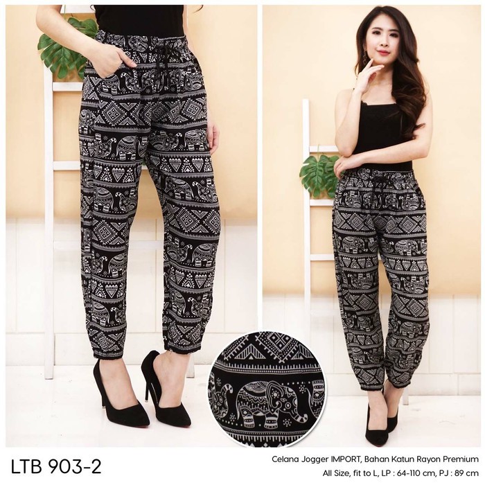 CELANA BAHAN WANITA  JOGER MOTIF BATIK - 903