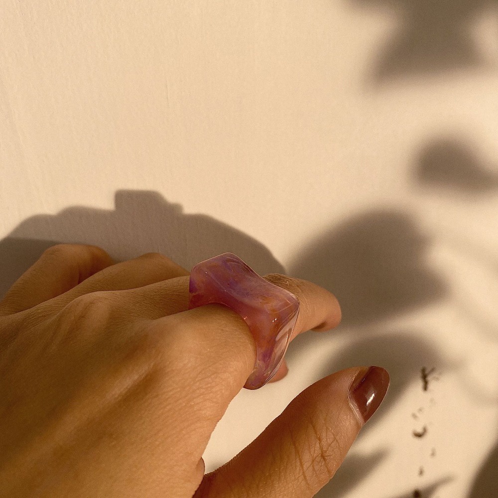 MXBEAUTY Elegant Resin Rings Trendy Transparent Finger Ring Women Fashion Jewelry Irregular Cool Retro Girls Geometric/Multicolor