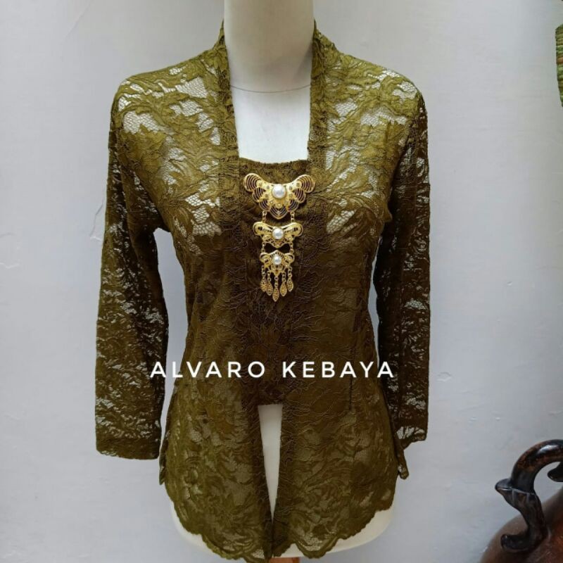 Kebaya kutubaru brokat halus bigsize jumbo strait modern atasan brukat ready stock real pict siap pakai bahan adem