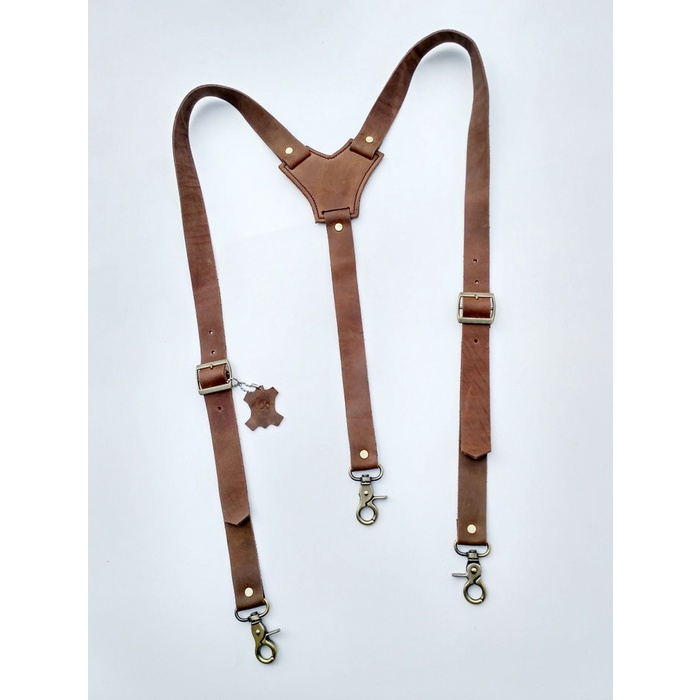 Suspender Pria - Suspender Full Kulit Coklat Muda - Chaniavara