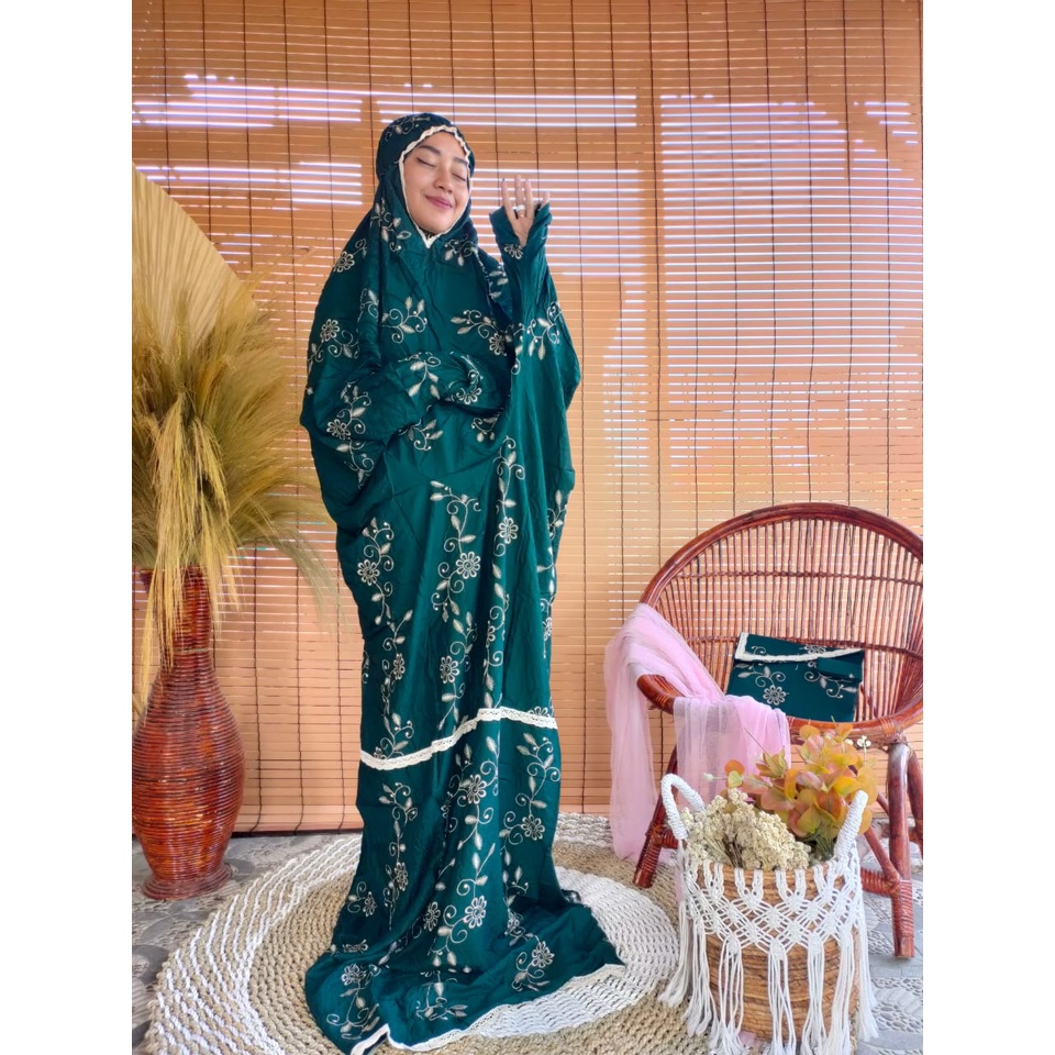Mukena Terusan Dewasa Jumbo Full Bordir Grasella Fatimah Matt.Rayon Premium