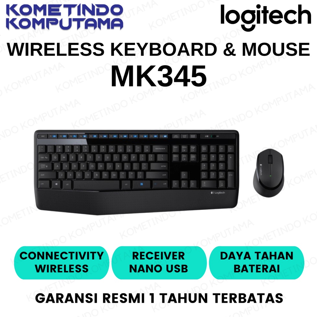 Keyboard Mouse Logitech MK345 Wireless Combo Full Size - Garansi Resmi