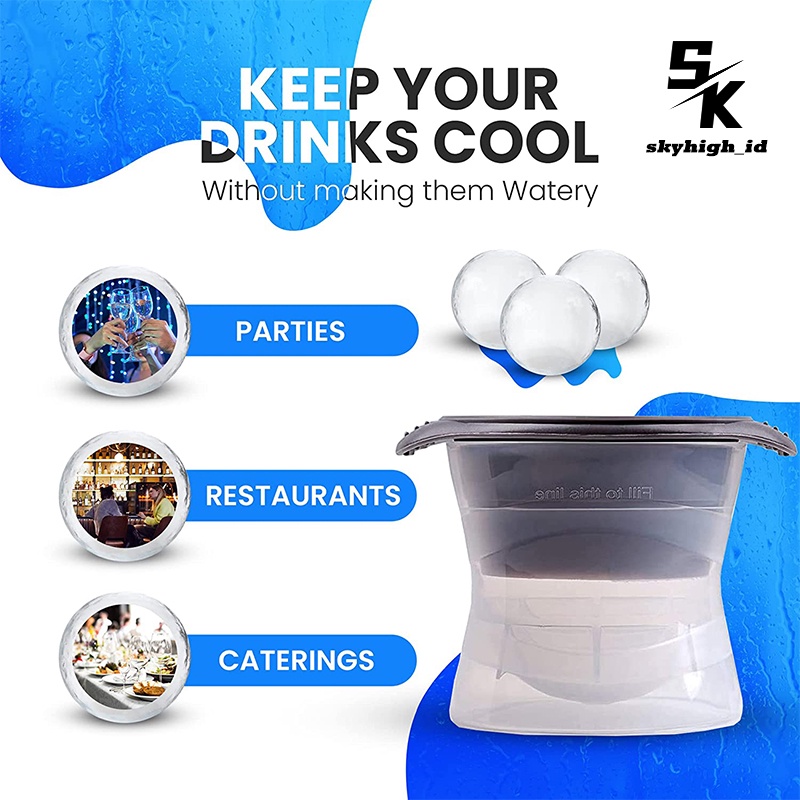 【WZ002】Skyhigh Cetakan Es Party Ice Cream Moulds Ice Hockey Ice Cube Maker Bar Whiskey Cocktail Ice Box Molds Sphere Round Ball Batu Ice Cube Tray Bahan Silikon Dengan Tutup