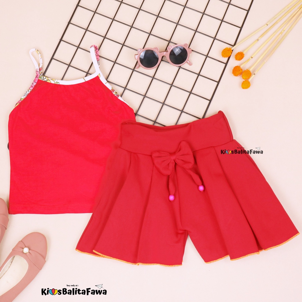 Setelan Mixed Pop uk 1-2 Tahun / Atasan Anak Perempuan Tanktop Rok Celana Polos Set Baju Kensi Cewek