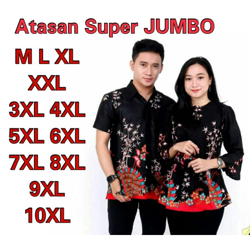 CJA2 Atasan couple batik pria wanita SUPER JUMBO BIG SIZE motif kipas merah| M-10XL | katun original murah