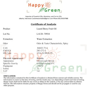 Happy Green Laurel Berry Fruit Oil  - Minyak Laurel Berry Murni