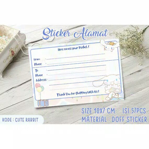 

SWEETIES - STICKER ALAMAT PENGIRIMAN MOTIF BUNNY STIKER