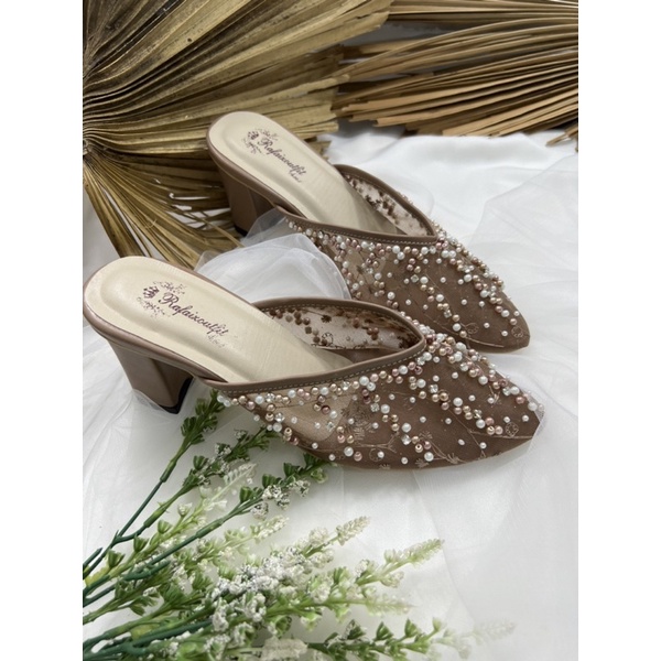 RAFAIZOUTFIt sepatu Yesika mocca sepatu wedding heels  cantik tinggi 7cm