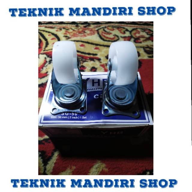 Roda Nylon / Roda Karet / Roda Karet Nylon Hidup YHB Putih 2inch