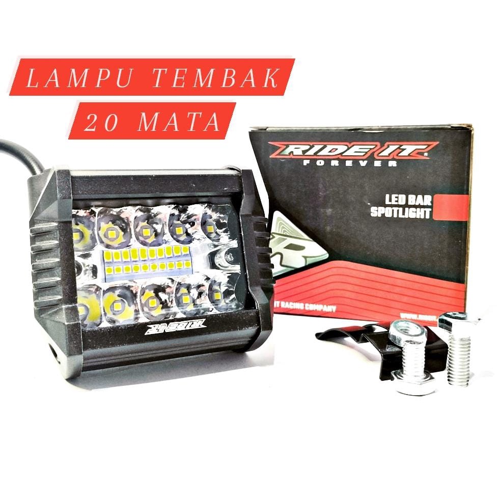 LAMPU TEMBAK SOROT LED KD06 CWL 20 LED MATA Titik 3 Susun Touring Sepeda Motor Mobil Ride It