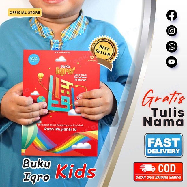 Buku Iqro Kids| At-Taqwa | Gratis Custom Nama